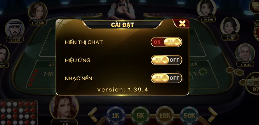 Tự chọn cài đặt tại game Xóc đĩa - cổng game Hit club 
